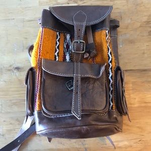 Brown leather backpack